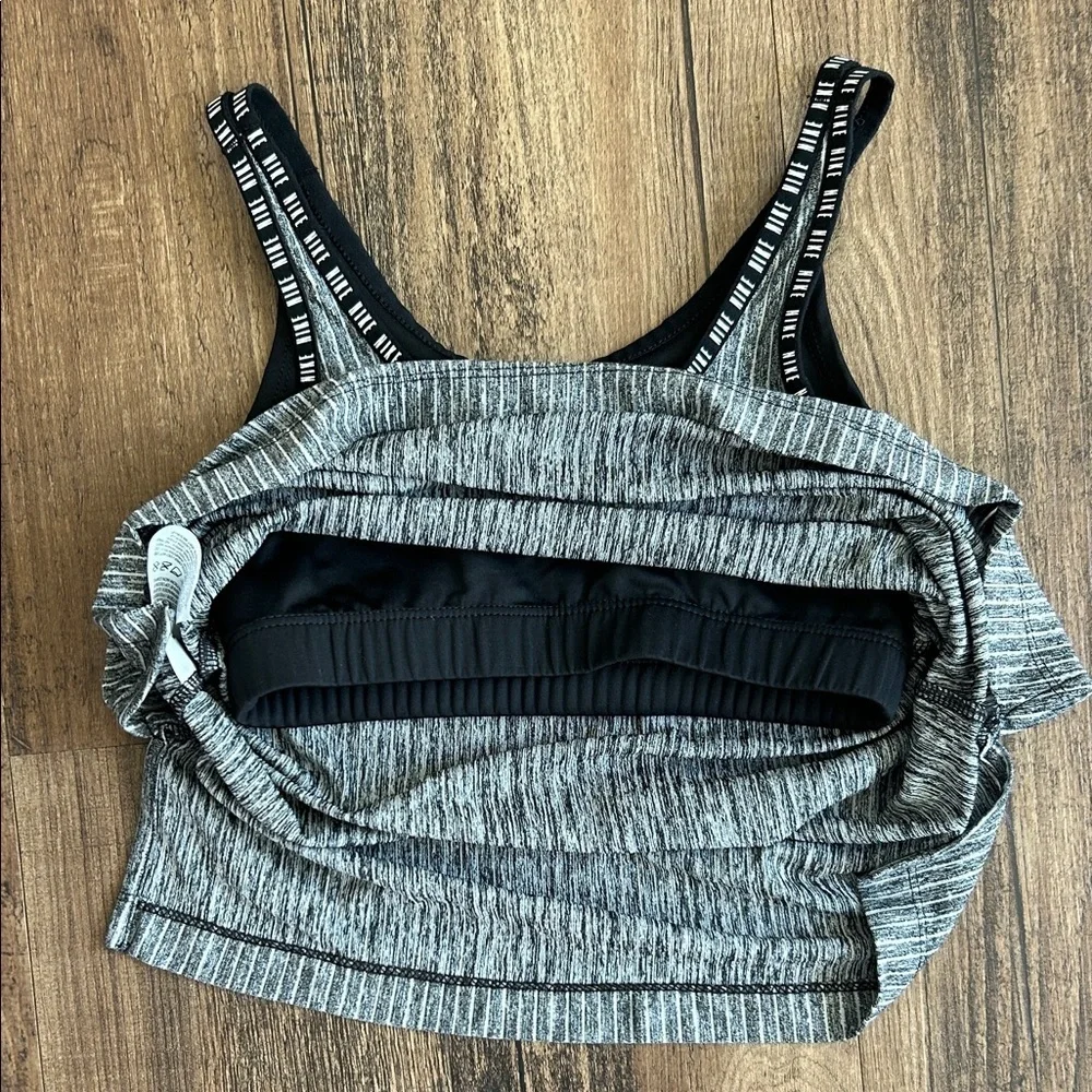 Nike Girl's Striped Black and Gray Tank Top